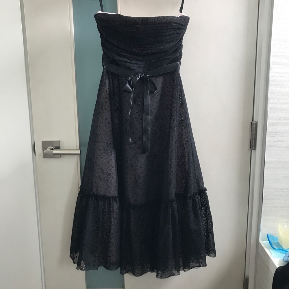 BCBG Maxazria strapless black lace tulle dress